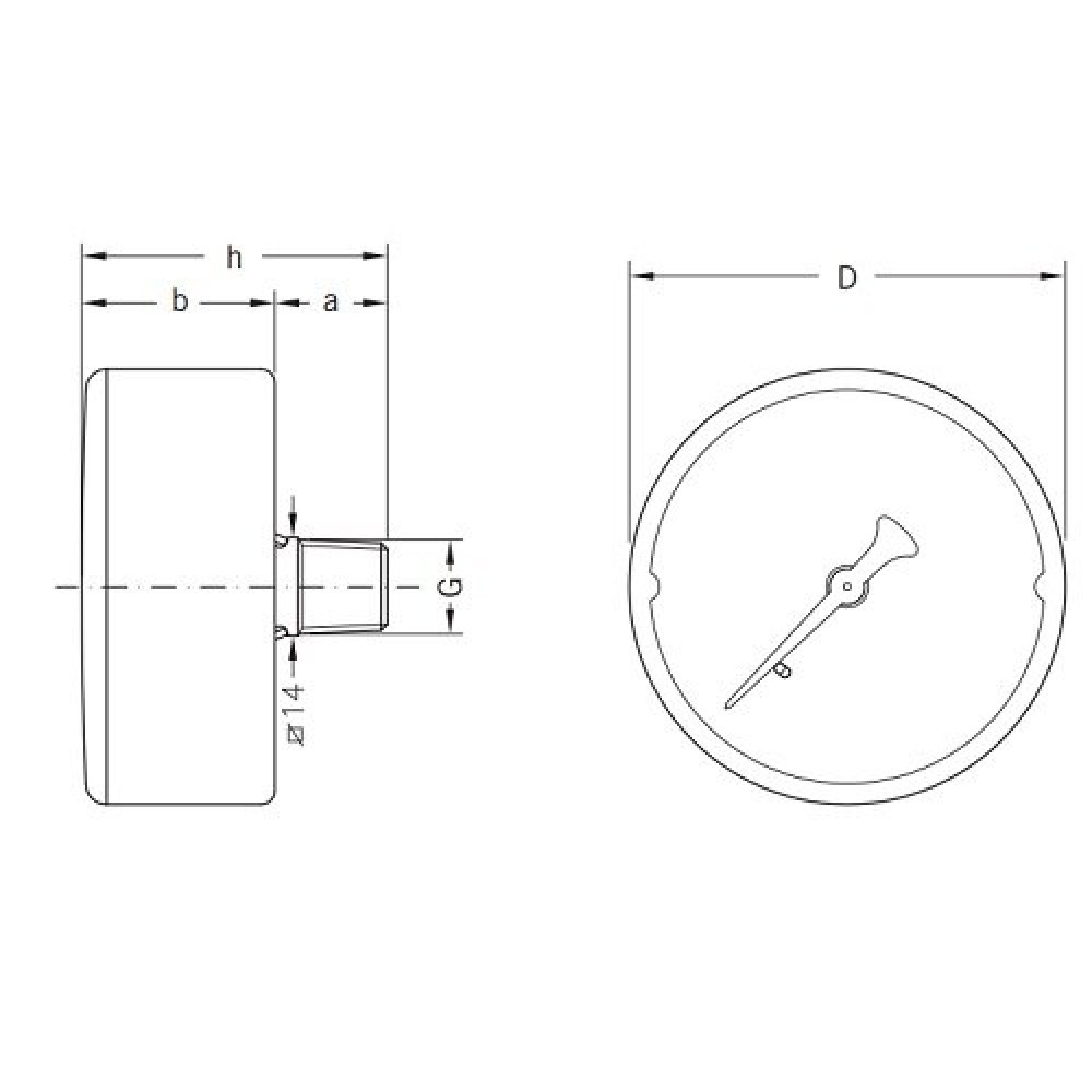 Axial manometer Cewal, Rear connection | Υδραυλικά Όργανα | Παρελκόμενα |