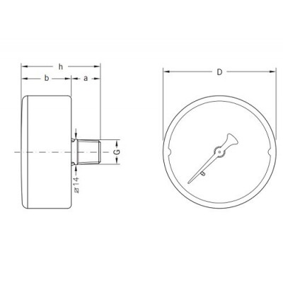 Axial manometer Cewal, Rear connection - Υδραυλικά Όργανα