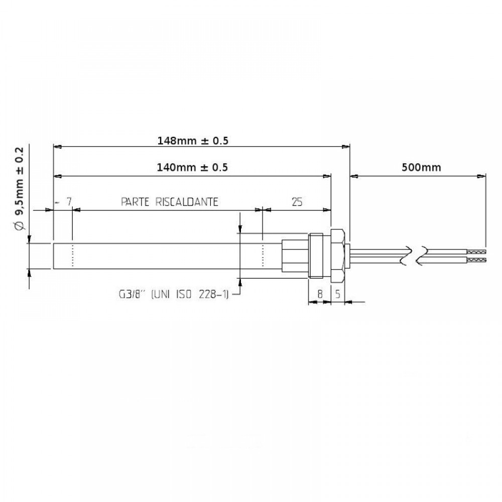 Αντίσταση σόμπας πέλλετ, μήκος 148mm, 350W | Αντιστάσεις σομπών πελλετ | Ανταλλακτικά για σόμπες pellet |