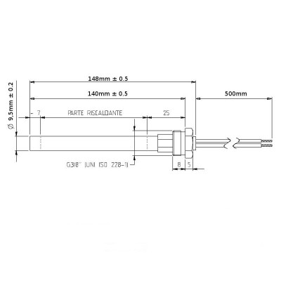 Αντίσταση σόμπας πέλλετ MCZ, RED, μήκος 148mm, 350W - Αντιστάσεις σομπών πελλετ