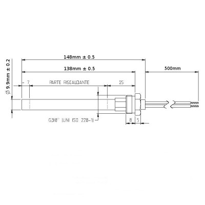 Αντίσταση σόμπας πέλλετ, μήκος 148 mm, 300W - Αντιστάσεις σομπών πελλετ