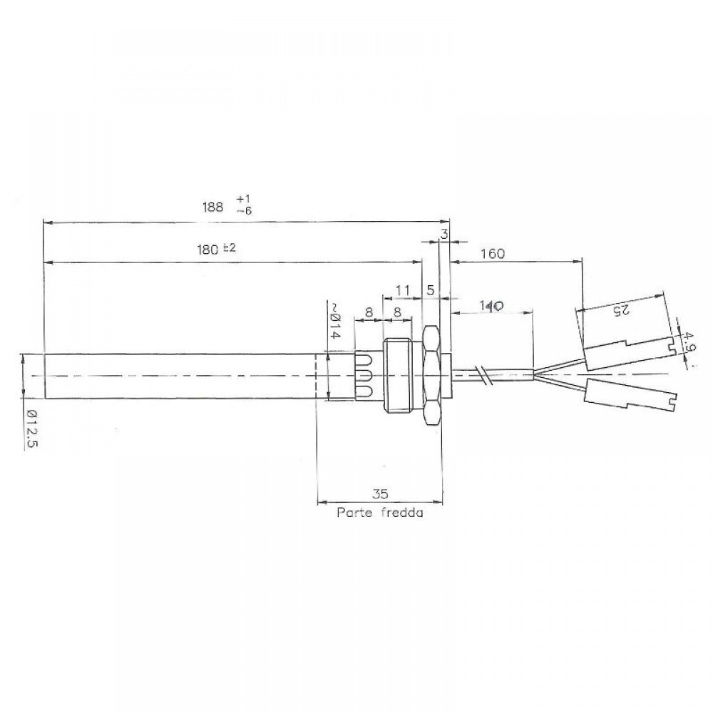 Αντίσταση σόμπας πέλλετ Palazzetti, Mήκος 188mm, 350W | Αντιστάσεις σομπών πελλετ | Ανταλλακτικά για σόμπες pellet |