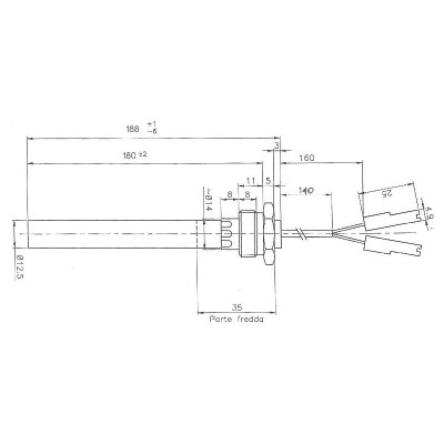 Αντίσταση σόμπας πέλλετ Palazzetti, Mήκος 188mm, 350W - Αντιστάσεις σομπών πελλετ