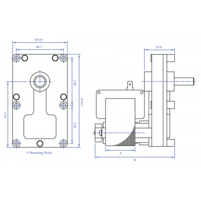 Ηλεκτρομειωτήρας Mellor FB1187, 2RPM για πέλλετ σόμπες Eco Spar - Ηλεκτρομειωτήρες