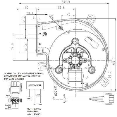 Smoke extractor fan 160m³/h 50W 300Pa - Ανταλλακτικά για σόμπες pellet