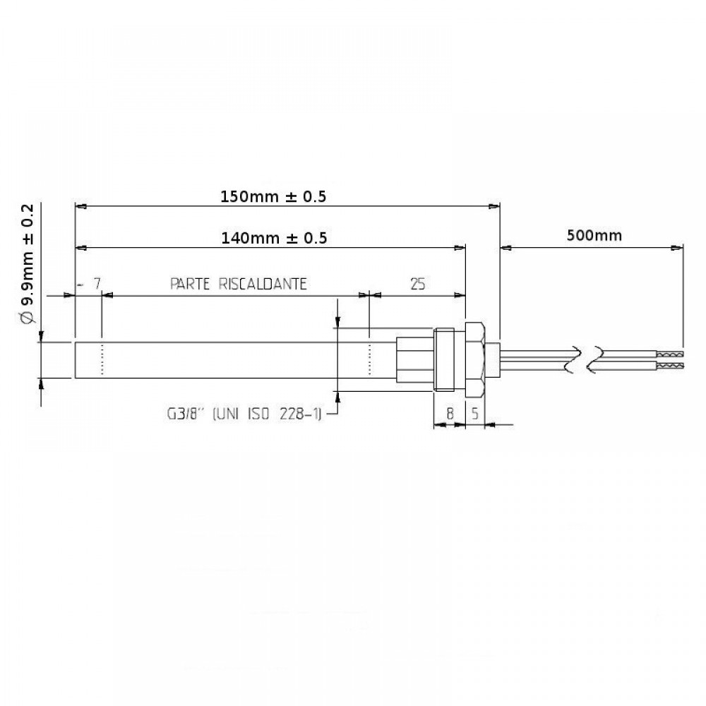 Αντίσταση σόμπας πέλλετ Adler, Arce, CS Thermos, Karmek One, Piazzetta, Evacalor, Superior, μήκος 150 mm, 280W | Αντιστάσεις σομπών πελλετ | Ανταλλακτικά για σόμπες pellet |