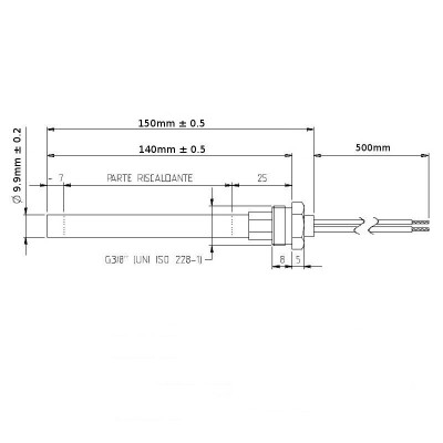 Αντίσταση σόμπας πέλλετ Adler, Arce, CS Thermos, Karmek One, Piazzetta, Evacalor, Superior, μήκος 150 mm, 280W - Αντιστάσεις σομπών πελλετ