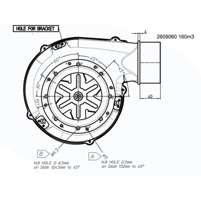 Smoke extractor fan 162m³/h 57W 310Pa - Ανταλλακτικά για σόμπες pellet