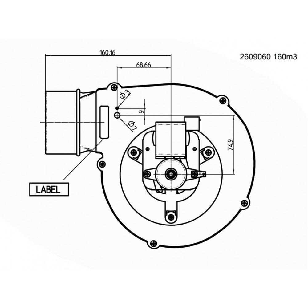 Smoke extractor fan 162m³/h 57W 310Pa | για Σόμπες Pellet | Ανταλλακτικά |