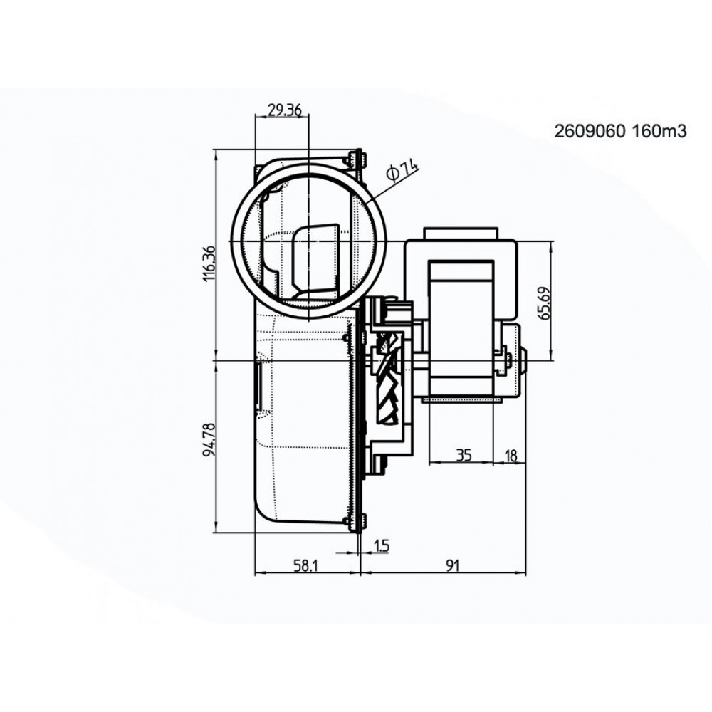 Smoke extractor fan 162m³/h 57W 310Pa | για Σόμπες Pellet | Ανταλλακτικά |