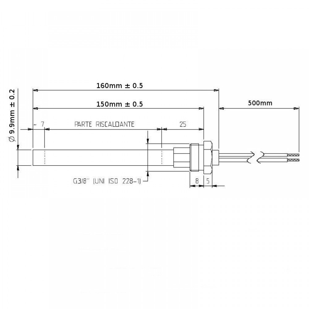 Αντίσταση σόμπας πέλλετ Ungaro, Vibrok, Lincar, μήκος 160mm, 300W | Αντιστάσεις σομπών πελλετ | Ανταλλακτικά για σόμπες pellet |