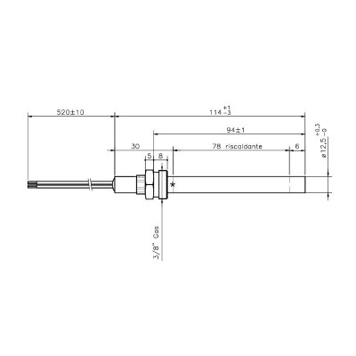 Αντίσταση σόμπας πέλλετ, μήκος 114mm, 250W για Ecoteck, Ravelli - Ανταλλακτικά