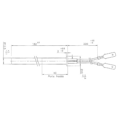 Αντίσταση σόμπας πέλλετ, μήκος 182mm, 350W για Edilkamin, Thermorossi - Αντιστάσεις σομπών πελλετ
