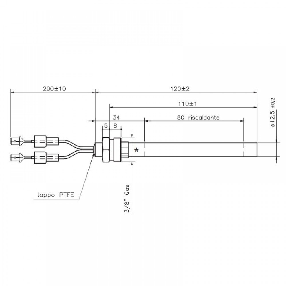 Αντίσταση σόμπας πέλλετ Pellet, Μήκος 120mm, 235W για Girolami | Αντιστάσεις σομπών πελλετ | Ανταλλακτικά για σόμπες pellet |