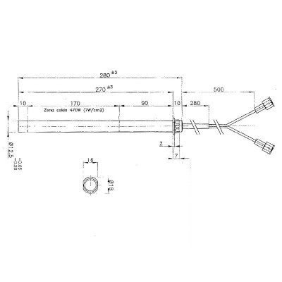 Αντίσταση σόμπας πέλλετ, μήκος 280mm, 470W για Edilkamin - Αντιστάσεις σομπών πελλετ