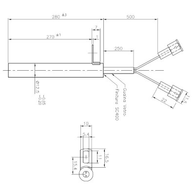 Αντίσταση σόμπας πέλλετ, μήκος 280mm, 470W - Ανταλλακτικά για σόμπες pellet