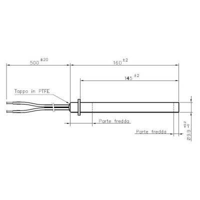 Αντίσταση σόμπας πέλλετ, Μήκος 160mm, 250W - Ανταλλακτικά για σόμπες pellet