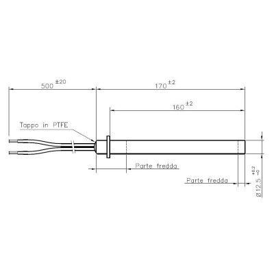 Αντίσταση σόμπας πέλλετ, Μήκος 170mm, 350W - Ανταλλακτικά για σόμπες pellet