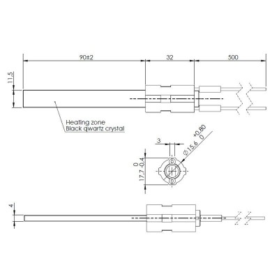 Αντίσταση αντίσταση σόμπας πέλλετ, Μήκος 122mm, 400W - Ανταλλακτικά