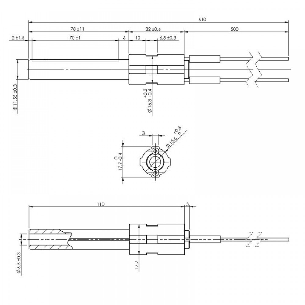 Κεραμική αντίσταση σόμπας πέλλετ, Μήκος 113mm, 260W για πέλλετ σόμπες BURNiT, Pallazzetti | Αντιστάσεις σομπών πελλετ | Ανταλλακτικά για σόμπες pellet |