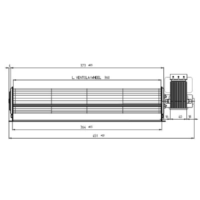 Εφαπτομενικός ανεμιστήρας Ø60 mm, Ροής 290 m³/h - FERGAS για πέλλετ σόμπες Superior - Βεντιλατέρ