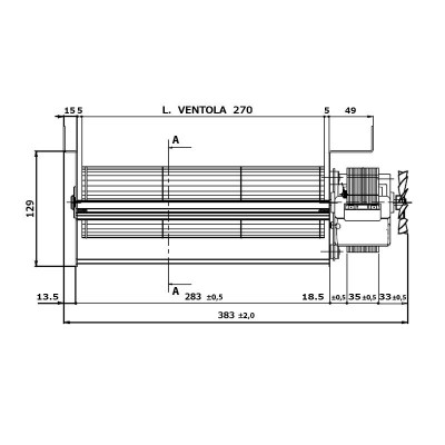 Εφαπτομενικός βεντιλατέρ σόμπας πέλλετ Ø80 mm, Ροής 337 m³/h - FERGAS για Edilkamin - Centrifugal fan Fergas, flow 121 m³/h