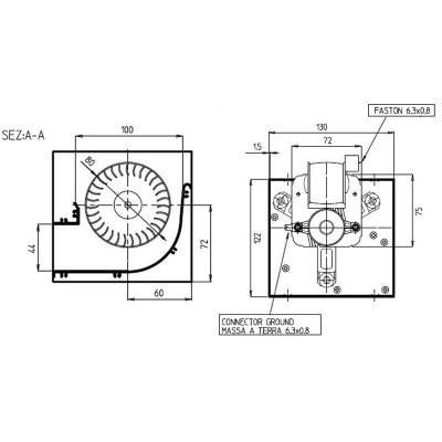 Εφαπτομενικός βεντιλατέρ σόμπας πέλλετ Ø80 mm, Ροής 250 m³/h - TGO 80/1-300/35 EMMEVI - FERGAS 149508 - Βεντιλατέρς σομπών πέλλετ