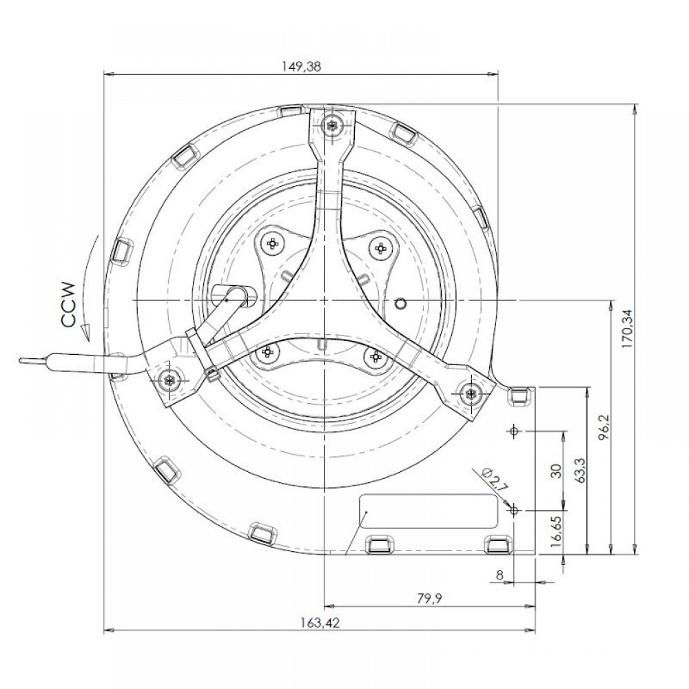 Φυγοκεντρικό βεντιλατέρ σόμπας πέλλετ TRIAL CAD12R-001, Ροής 400 m³/h για Ecoteck, Ravelli | Βεντιλατέρς σομπών πέλλετ | Ανταλλακτικά για σόμπες pellet |