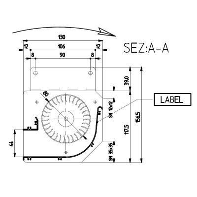 Εφαπτομενικός βεντιλατέρ σόμπας πέλλετ Ø80 mm, Ροής 485 m³/h - TGA 80/1-330/35 EMMEVI - FERGAS 148402 - Ανταλλακτικά για σόμπες pellet