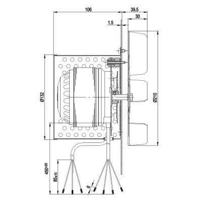 Βεντιλατέρ καυσαερίων σόμπας πέλλετ EBM R2E210-AA34-05, Μέγιστη ροή αέρα 450 m³ / h - Ανταλλακτικά