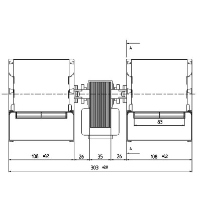 Φυγοκεντρικός βεντιλατέρ σόμπας πέλλετ EMMEVI - FERGAS CFD-DA 80x83-35, ροής 420 m³/h - Centrifugal fan Fergas, flow 121 m³/h