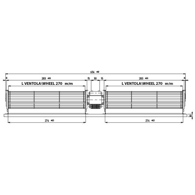 Διπλός εγκάρσιος ανεμιστήρας Ø 60mm, Ροής 248 m³/h - TGD 60/1-270/30 EMMEVI - FERGAS 120102 - Βεντιλατέρ