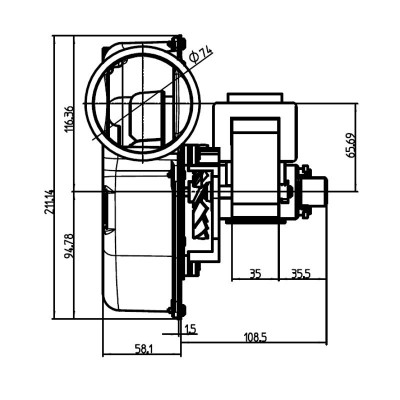 Βεντιλατέρ καυσαερίων σόμπας πέλλετ Fergas VFC 1-160/S, Maximum, Ροής 162 m³/h για Ecoteck, Ferroli, Ravelli, Sideros - Σύγκριση Προϊόντων