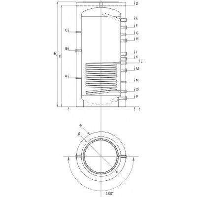 Δοχείο αδράνειας Sunsystem, Μοντέλο PR 1500, Χωρητικότητα 1500 λίτρα, Μια σερπαντίνα ανταλλαγής θερμότητας, Βιομηχανικό - Δοχεία Αδρανείας