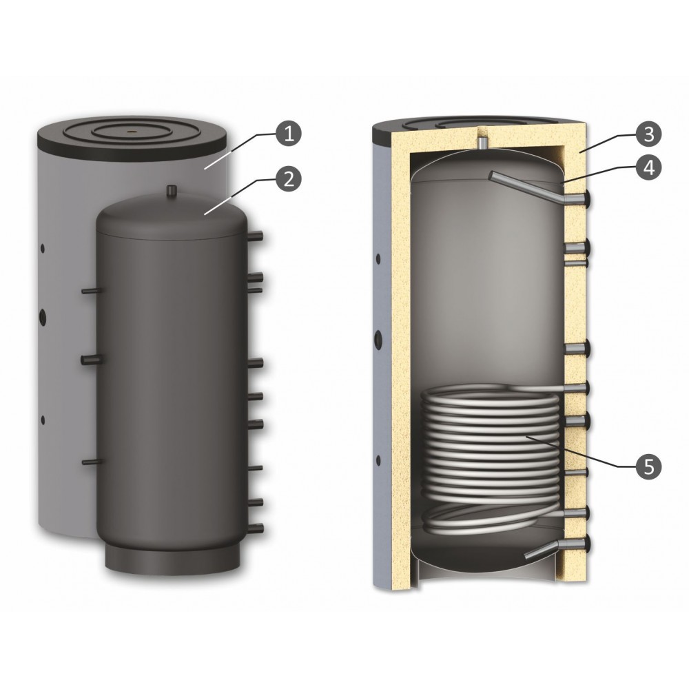 Δοχείο αδράνειας Sunsystem, Μοντέλο PR 3000, Χωρητικότητα 3000 λίτρα, Μια σερπαντίνα ανταλλαγής θερμότητας, Βιομηχανικό | Δοχεία Αδρανείας | Ζεστό νερό |