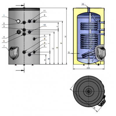Μπόιλερ Λεβητοστασίου Eldom, FV15060S2E, 150L, Δύο εναλλάκτες, ηλεκτρονικό πάνελ, επισμαλτωμένο - Eldom