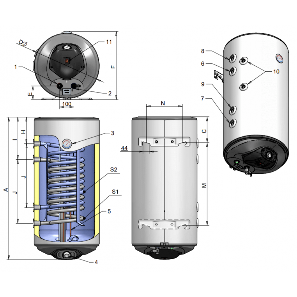 Κατακόρυφος θερμοσίφωνας Eldom, WV15046IS21L/R, 150L, Δύο παράλληλοι εναλλάκτες, ανοξείδωτο | Θερμοσίφωνες Κατακόρυφος θερμοσίφωνας Eldom, WV15046IS21L/R, 150L, Δύο παράλληλοι εναλλάκτες, ανοξείδωτο | Θερμοσίφωνες | Ζεστό νερό |