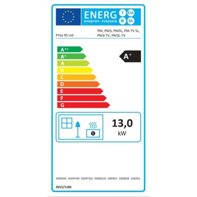 Ξυλόσομπα Prity PM3 TV, 13kW - Prity