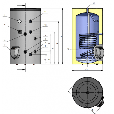 Μπόιλερ Λεβητοστασίου Eldom, FV75011S, 750L, Ένας εναλλάκτης, επισμαλτωμένο - Eldom