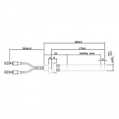 Αντίσταση σόμπας πέλλετ, Μήκος 185 mm, 350W - Ανταλλακτικά για σόμπες pellet