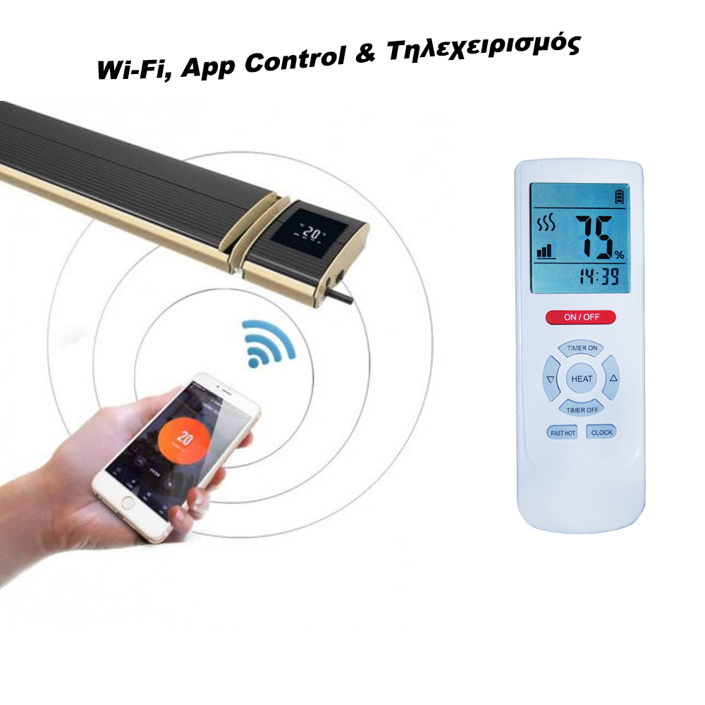 Υπέρυθρο Πάνελ Θέρμανσης με Τηλεχειριστήριο Wi-Fi. με Θερμοστάτη & App Control Telemax JH-NR24-13W 2400W