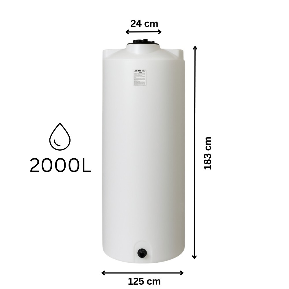 White vertical tank for drinking water