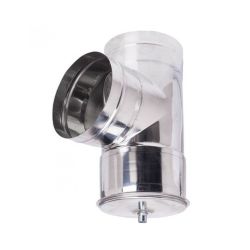 Ταφ καπνοδόχου 90° με τάπα, Inox AISI 304, Φ80
