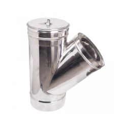 Διπλό ταφ καπνοδόχου 135° με τάπα, Inox AISI 304